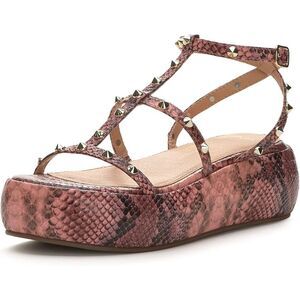 Jessica Simpson women's Pascha Wedge Sandal Salmon Festival Snake Print - 7